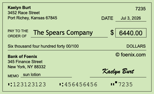How to write a check for $6,440