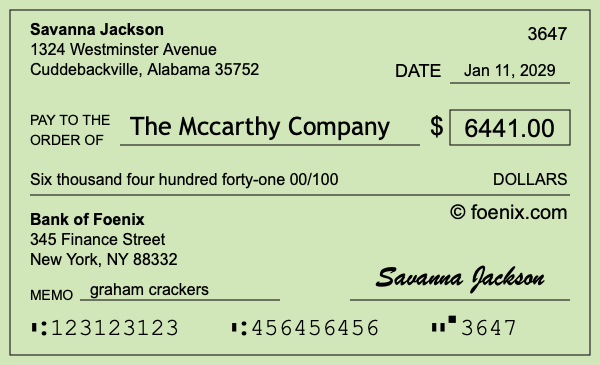 How to write a check for $6,441