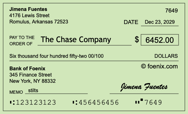 How to write a check for $6,452
