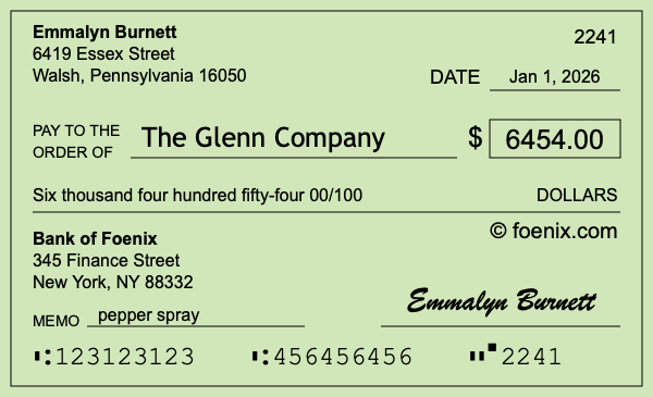 How to write a check for $6,454