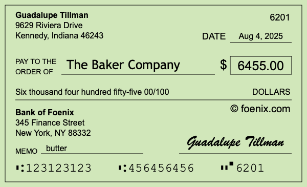 How to write a check for $6,455