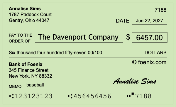 How to write a check for $6,457