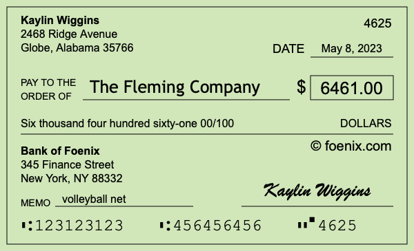 How to write a check for $6,461