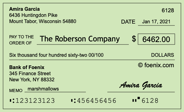 How to write a check for $6,462