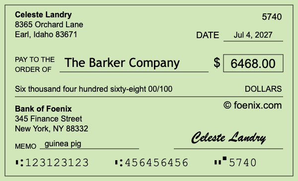 How to write a check for $6,468