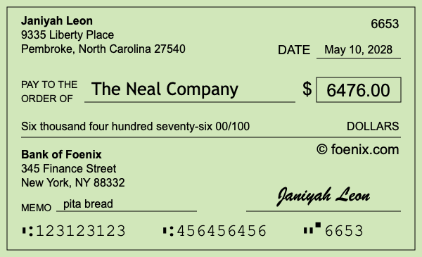 How to write a check for $6,476