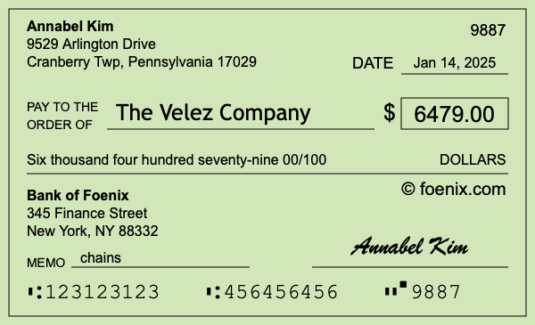 How to write a check for $6,479