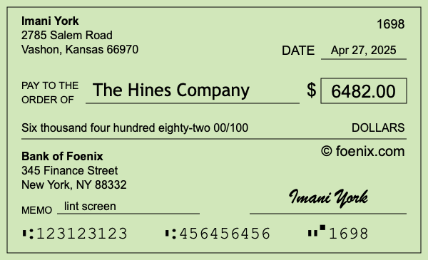 How to write a check for $6,482
