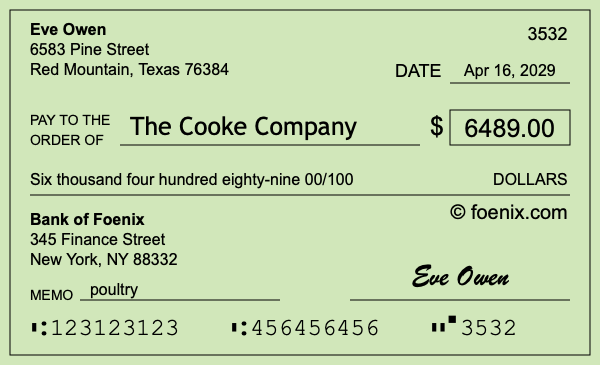 How to write a check for $6,489