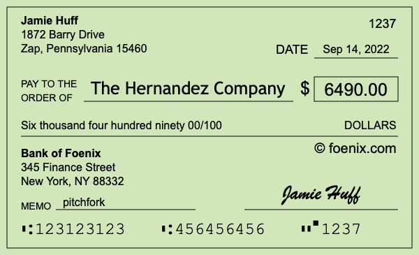 How to write a check for $6,490