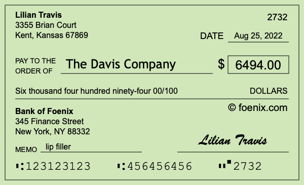 How to write a check for $6,494