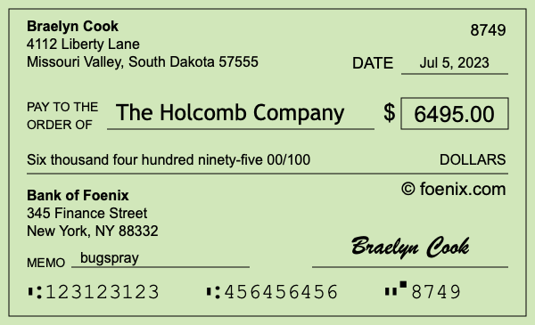 How to write a check for $6,495