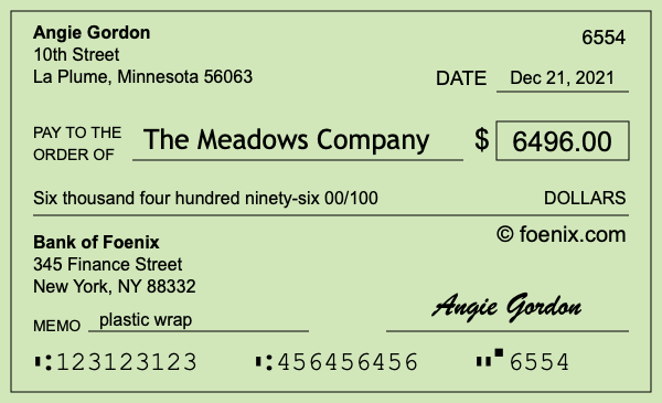 How to write a check for $6,496