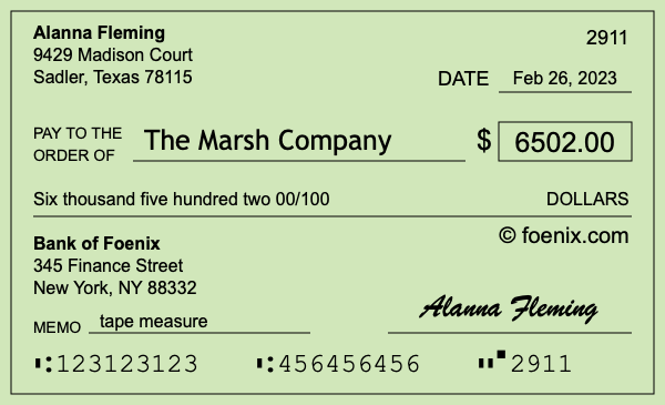 How to write a check for $6,502