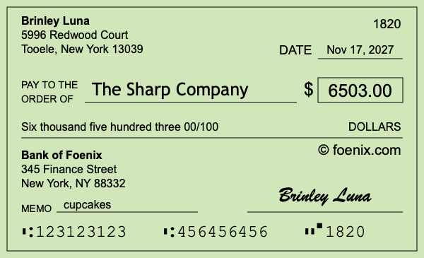 How to write a check for $6,503