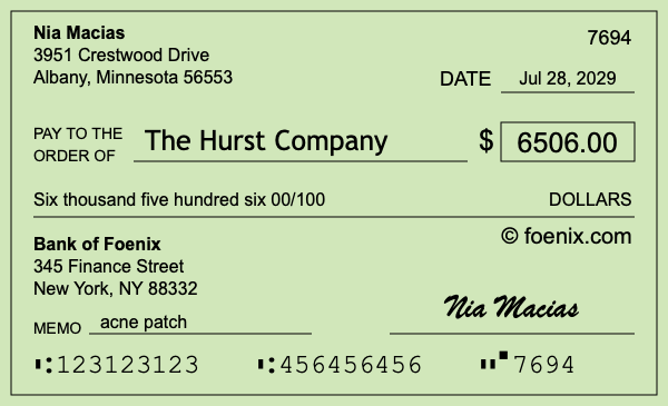 How to write a check for $6,506