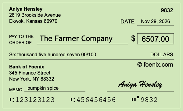 How to write a check for $6,507