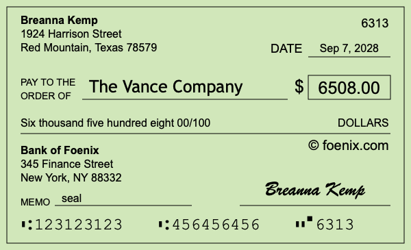How to write a check for $6,508