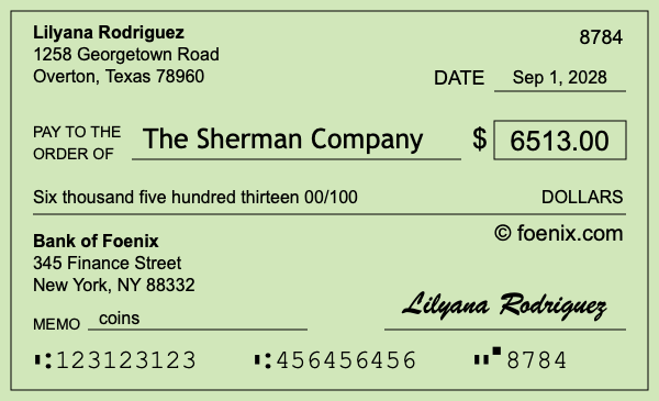 How to write a check for $6,513
