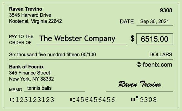 How to write a check for $6,515