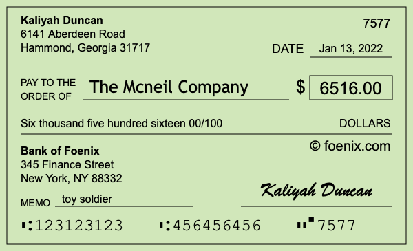 How to write a check for $6,516
