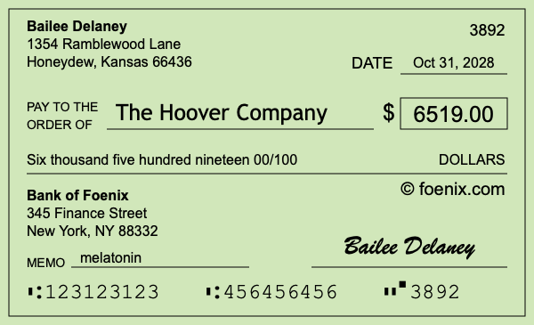 How to write a check for $6,519
