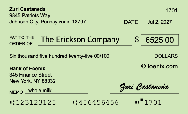 How to write a check for $6,525
