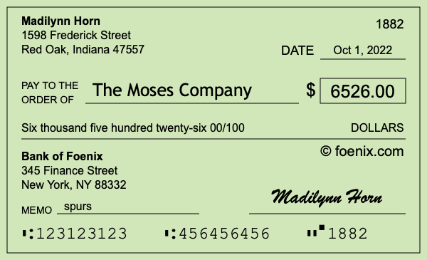 How to write a check for $6,526