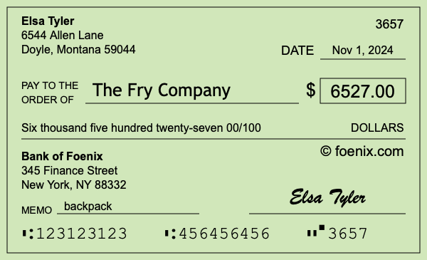 How to write a check for $6,527