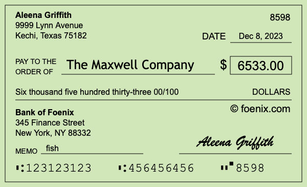 How to write a check for $6,533
