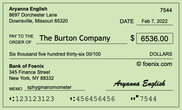 How to write a check for $6,536