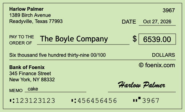 How to write a check for $6,539