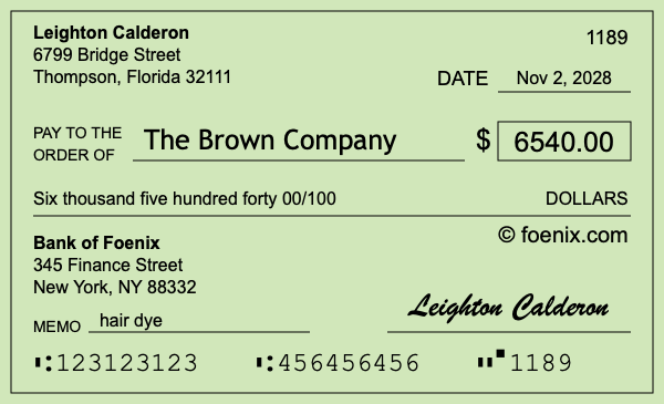 How to write a check for $6,540