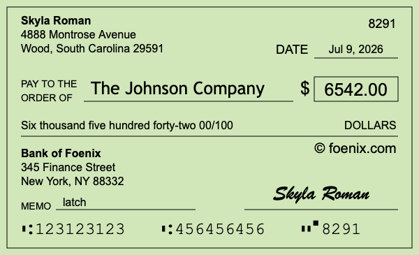 How to write a check for $6,542