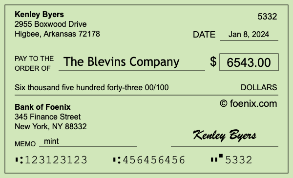 How to write a check for $6,543