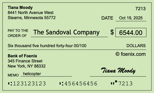How to write a check for $6,544