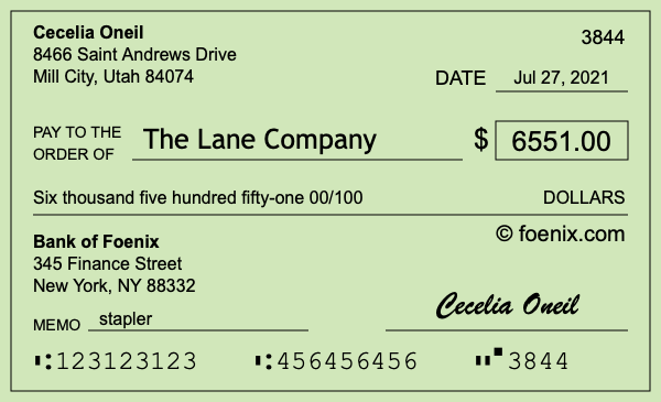How to write a check for $6,551