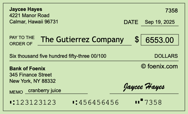 How to write a check for $6,553