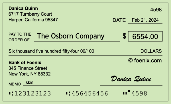 How to write a check for $6,554