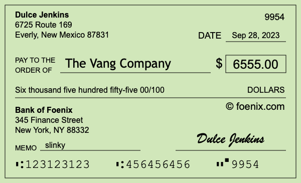 How to write a check for $6,555