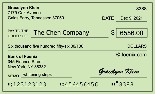 How to write a check for $6,556