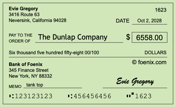 How to write a check for $6,558