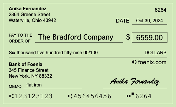How to write a check for $6,559