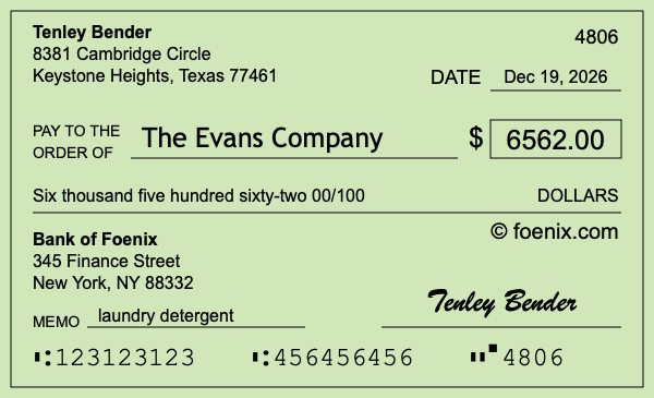 How to write a check for $6,562