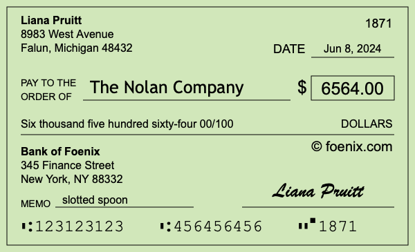 How to write a check for $6,564