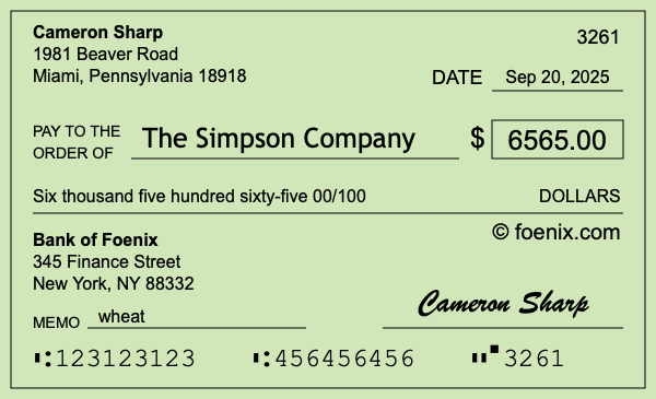 How to write a check for $6,565