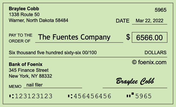 How to write a check for $6,566