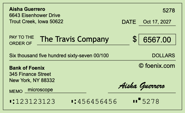 How to write a check for $6,567
