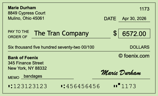 How to write a check for $6,572