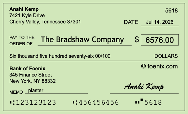 How to write a check for $6,576